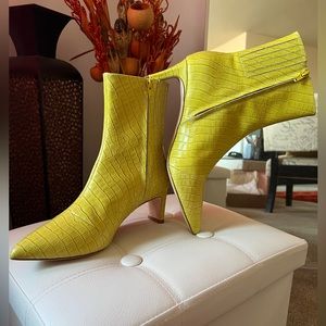 New Charlotte Stone Crocco-Embossed Leather Boots